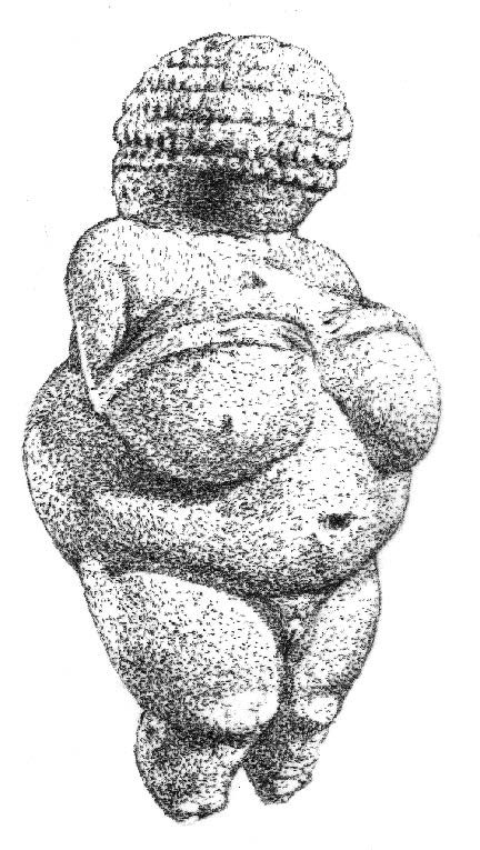 Stippled pencil study of a Venus figurine