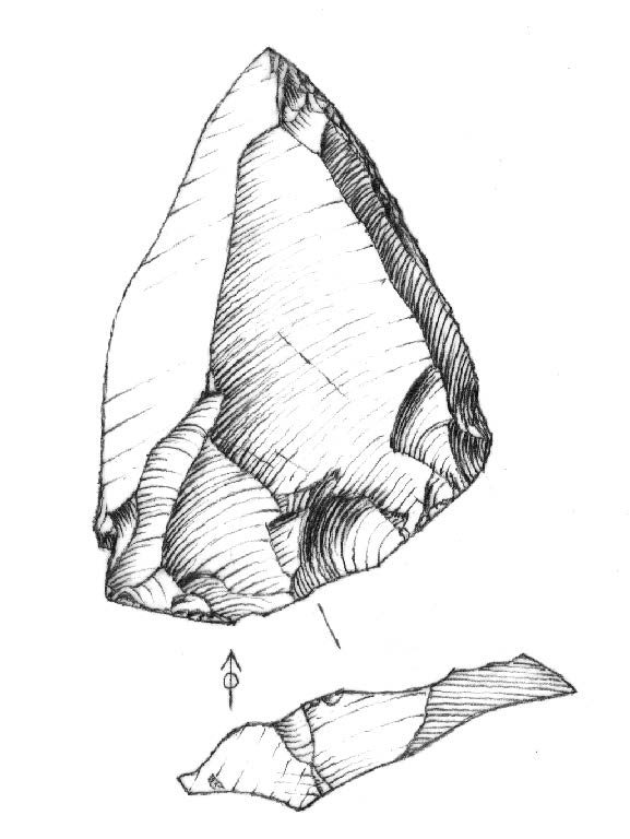 Pencil study of a flint hand-axe
